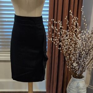 The Limited Black Pencil Skirt with Side Ruffle